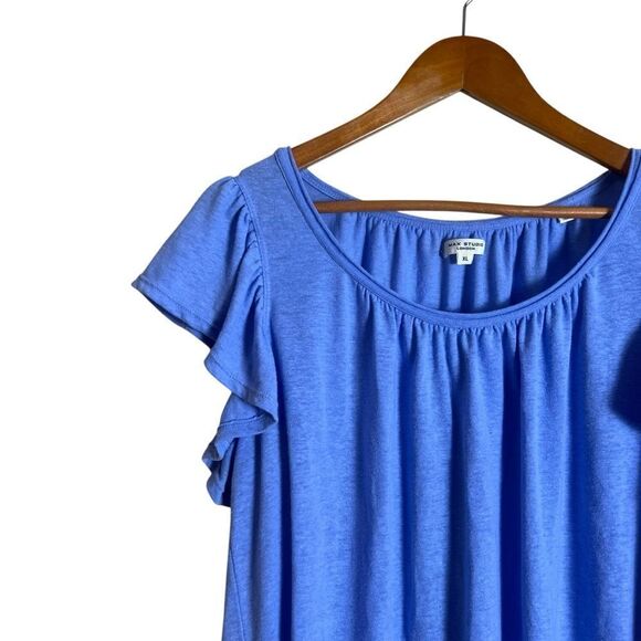 Max Studio‎ light blue linen blend knit shirt - Picture 2 of 8